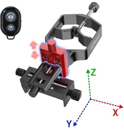 Adattatore per telefono telescopico ad alta precisione a 3 assi, adattatore digiscoping per smartphone, supporto in metallo per mirino, microscopio binoculare binoculare, adatto a tutte le fotocamere
