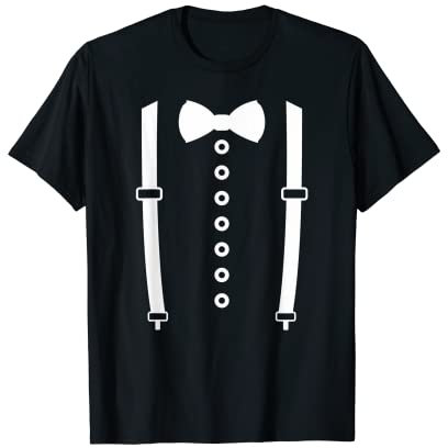 Smoking-Kummerbund-Hosenträger in Schwarz und Weiß T-Shirt