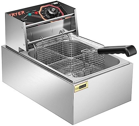 VIVOHOME Friteuse 10L professionnelle Avec régulateur de Température 2500W Acier Inoxydable Pièces Amovibles