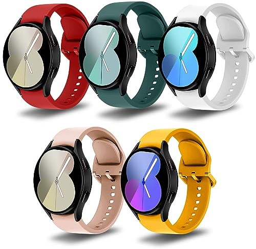 ASDONAL 5 Piezas 20mm Correas Silicona de Repuesto Compatible con Samsung Galaxy Watch 6/5/4 40mm 44mm / Galaxy Watch 6/4 Classic 47mm 46mm 43mm 42mm / Watch 5 Pro 45mm