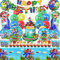 81 Piezas Super Mario Vajilla de Cumpleaños de Niños, Decoraciones de fiesta de cumpleaños de Super Mario, Party Vajilla con Pancarta, Platos, Servilletas, Globos, Mantel - 10 Porciones