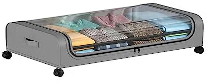 Mokylor Unterbett-Aufbewahrungsbehälter, Unterbett-Aufbewahrung mit Rollen, Schuh-Organizer unter dem Bett mit Griffen unter dem Bett, Schuh-Organizer für Schlafzimmer, Kleidung, Schuhe (2 Stück)