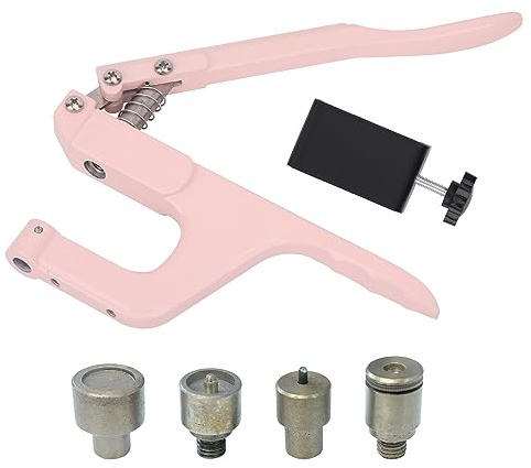 Trimming Shop Ensemble de matrices de fixation à ressort en S de 12,5 mm avec pince de table ZYT rose, boutons sans couture, boutons pression Kit d'outils d'installation pour veste en cuir, sac à