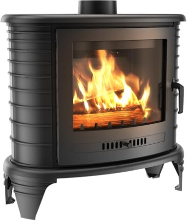 KRATKI Horno de cabra de hierro fundido K8 Ø 130 9 kW ASDP | Ecodesign | BImSchV 2 | Rango de potencia 5-11 kW | estufa independiente de cabra sobre leña | Clase energética A