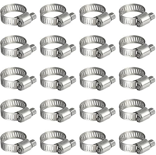 Litensh 20 pezzi Fascette stringitubo in acciaio inox, 6-12mm morsetti per tubi a vite senza fine, morsetto per tubi, tubo del carburante, morsetto per tubazioni idrauliche, piscine, auto