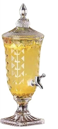 QUHUOYAO Getränkespender aus Glas für Partys, Hochzeiten, Limonade, kaltes Wasser & mehr (B)