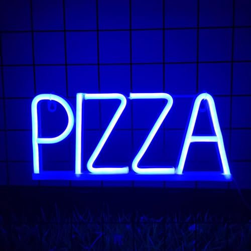 Pizza Néon LED Signe - Néon Signes pour Mur LED Pizza Néon Light Signe pour Chambre Restaurant Cuisine Partie Décoration (bleu)