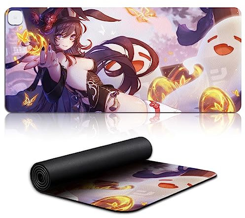 DEHUA Heated Keyboard Mouse Mat Genshin Impact Hu Tao Gaming Mouse Pad game character XL Mouse Pad Keyboard (31x70cm) With 3 heating modes