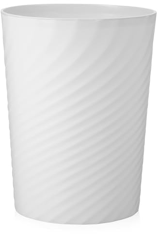 Alipis Petite poubelle ronde en plastique de 12 litres, poubelle décorative simple pour cuisine, salle de bain, sous évier, bureau, chambre à coucher, 12 L, blanc