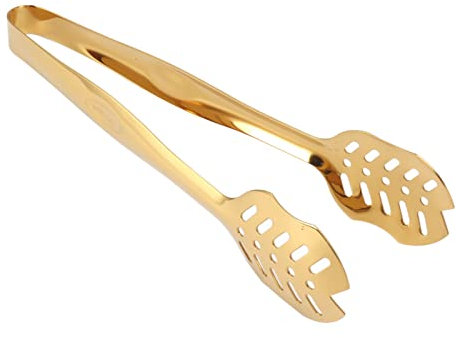 Tissting Servierzange Gold 25cm - Vielseitige Küchenzange für Hochzeit,Party, Bar, Büfett,Grill, Picknick, 9.9 Zoll/25 cm,Edelstahl, Ergonomischer Griff,Ideal für Salat, Kuchen, Brot, Steak, Grillgut