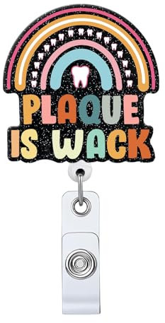 Plaque is Wack einziehbare Abzeichenrolle, lustiger Regenbogenzähne, Ausweis-Clip, Namensschild, Karte, Geschenk für Zahnärzte, Krankenschwestern, Ärzte, Zahnarzthelfer, Zahnmedizin, Absolventen,