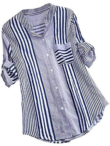 T-Shirts gestreifte Overshirts für Damen, UK-Langarm-T-Shirts, Button-Down-Shirts, Stehkragen, leichte Hemden, Mäntel, modische Oberbekleidung, Hemd, Sweatshirts, stilvolle lockere Hemden, Overcoat,