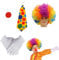 OUOQI 4 Stück Clown Kostümzubehör,Clown Kostüm Set,Regenbogen Perücke Clown,Clown Kostüm Accessoire,Clown Perücke,Clown Krawatte,Clown Nase und Handschuhe,Karnevals Kostüm Cosplay