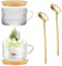 Roysmart Set di 2 Tazze da Caffè Grandi Con Coperchio e Cucchiaio - Tazze da Colazione, Bicchieri Vintage per Cappuccino, Latte e Cereali