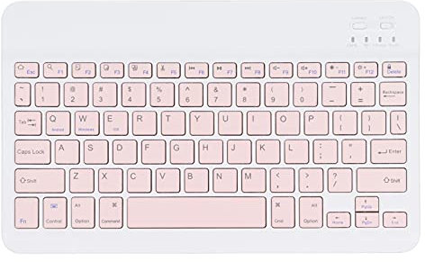 Teclado para Tableta, Teclado Inalámbrico de 10 Pulgadas, Diseño Antideslizante Ultradelgado, Tipo Silencioso, Teclado Portátil Rápido para iOS (Rosa)