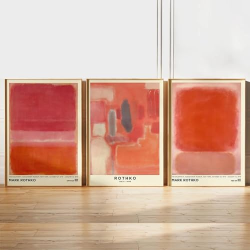 Mark Rothko Poster, rosa, abstrakte Kunst, Ausstellungsdrucke, Vintage-Museum, Wandbild, Leinwandgemälde, Einweihungsparty, Heimdekoration, 40 x 60 cm, 3 Stück, rahmenlos