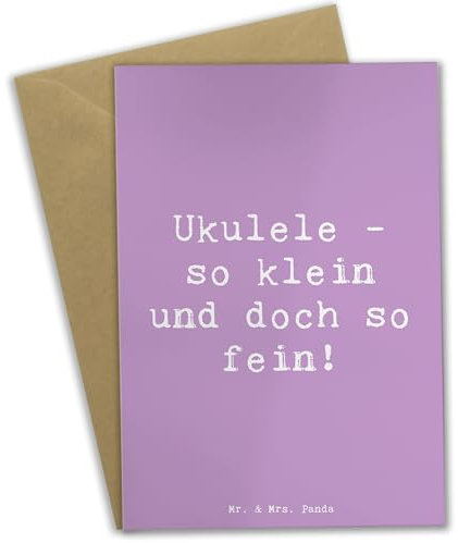 Mr. & Mrs. Panda Grußkarte Spruch Zauberhafte Ukulele - Geschenk, Spaß, Trompeten, Musikunterricht, Glückwunschkarte, Instrument, Lieder,
