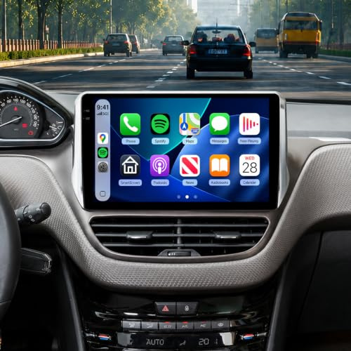 【2+64G】 Hodozzy Carplay Android Auto Autoradio pour Peugeot 208/2008 2012 2013 2014 2015 2016 2017 2018,10 Pouce Touchsreen Bluetooth Poste Radio Voiture avec GPS/WiFi/RDS/FM/USB