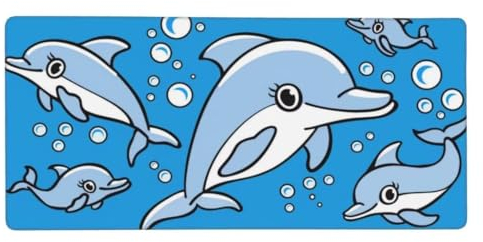 XXL Gaming Mauspad Karikatur 27.6x11.8in, verlängertes Mousepad, mit Motiv Schreibtischunterlage Delphin, Erweiterter Schreibtisch Schutz, Verbessert und Geschwindigkeit Gaming Mauspads N1-324