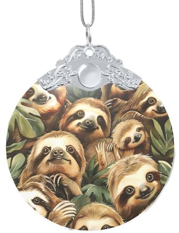 Weihnachtsbaumschmuck aus klarem Glas, niedlicher Faultier-Druck, für Hochzeit, Party, Dekoration, Weihnachtsgeschenke