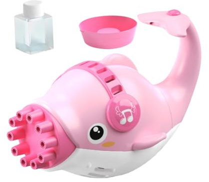 JOINPAYA 1 Satz Musikblasenmaschine Spielzeug Blasenmacher Elektrischer Seifenblasenhersteller Seifenblasenmaschine Bubble-Shooter Geburtstagsgeschenk Delphinblasenbläser Rosa
