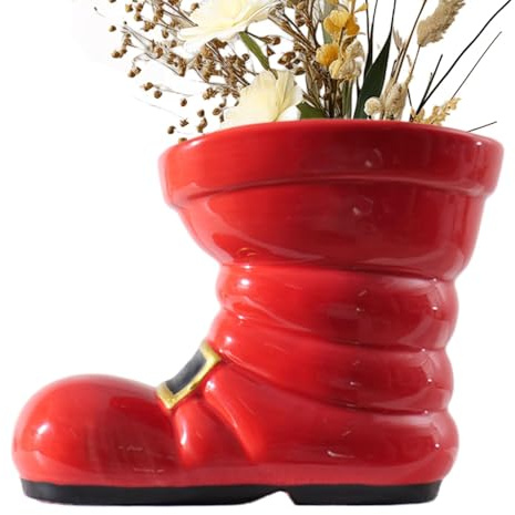 Blumentopf, Stiefel, Vase, Behälter mit Weihnachtsmannstiefeln, Weihnachtsdekoration, festliche Weihnachtskübel für Wohnzimmer, Büro, Küche