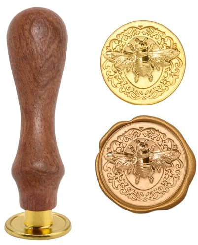 Siegel Stempel 3D Biene mit Palisanderholz-Griff, Siegelstempel Personalisiert Vintage für Geburtstag Hochzeitseinladungen, Weihnachtskarten und Umschlagstempel