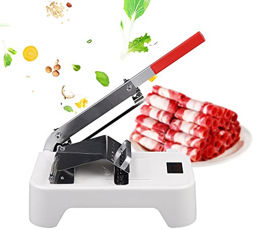 TONFEION Meat Slicer, Manual Meat Slicers with 20cm Long Blade, Cutting Thickness: 0.25-25mm/0.01-0.98in, Stainless Steel Food Slicer for Frozen Meat, Ham, Beef Rolls and Lamb Rolls