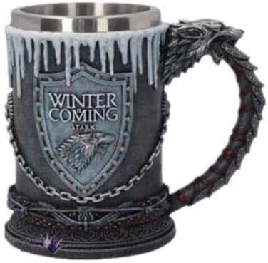 Game of Throne Norsemen Rustic Mug Gothique Pirate Mug Rétro Vintage Bar FestivalCup,3D Tasse en acier inoxydable Tasse à boire pour boisson, café, bière (G)