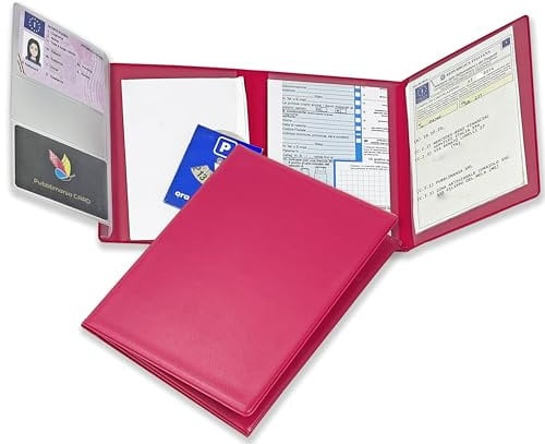 Pubblimania Pochette Portadocumenti multitasche con portacard, Eleganza e Organizzazione in Rosa Made in Italy