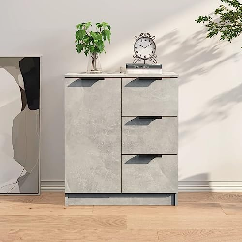 Myheimly Sideboard, Kommode mit Stauraum, Anrichte Schrank für Wohnzimmer, Beistellschrank Mehrzweckschrank,HolzwerkstoffBetongrau