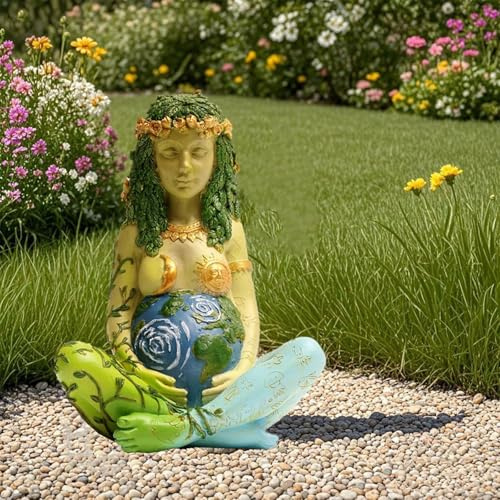 Generisch Gaia -Göttin Statue, Witchy geistiges Dekor, handgefertigte Harz Mutter Erde Figur für Zuhause, Garten, Altar & Erde Tag Geschenke