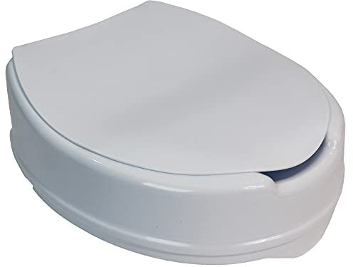Actiasgear Raised Toilet Seat with Lid, White, 10 cm Height
