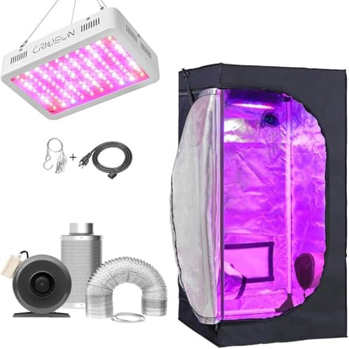 Sunstream Grow Tent Complete Kit Hydroponic Growing System LED 1000W Grow Light + 6Carbon Filter Duct Combo + 120x60x150cm(48x24x60) Grow Tent (LED1000w+120x60x150cm+6 Filter Combo)