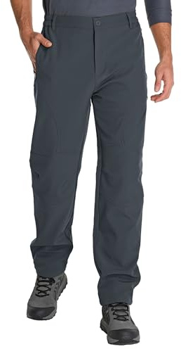 Peysuck Waterproof Hiking Trousers Men's Softshell Thermal Winter Outdoor Walking Trousers Windproof Warm Fleece Lined Snow Ski Pants with Zip Pockets Gray