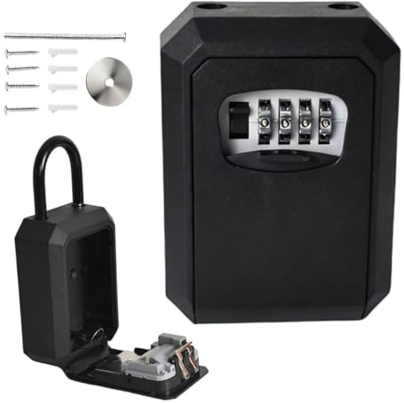 Colexy Schlüsseltresor, Schlüsselsafe, Schlüsseltresor mit 4-Stelligem Zahlencode, Schlüsselkasten Wandmontage, Wasserdicht chlüsselsafe für Haus, Garage, Büro, Schule (Schwarz)