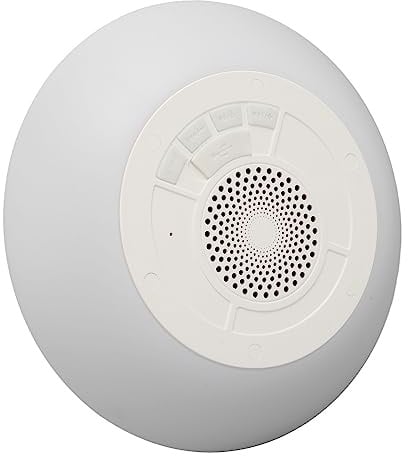 Fockety Bunte Lichter, Tragbarer Pool-Lautsprecher, Wasserdichter -Lautsprecher mit Mikrofon, Leistungsstarker Sound, Lautsprecher Zum Schwimmen, Integriertes RGB-Licht, ABS-Größe, 52 Mm