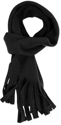 Caprilite Warm Soft Fleece Winter Scarf for Primary School Children, Navy Blue, Fringed Design, Cold Weather Accessory (Black)