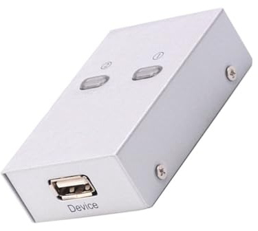 ANDRESLAD Automatischer USB Wahlschalter aus Kunststoff Druckerfreigabe und Scanner Umschalter USB 2.0 ohne Kabel Silber für Heim und Büroanwendung