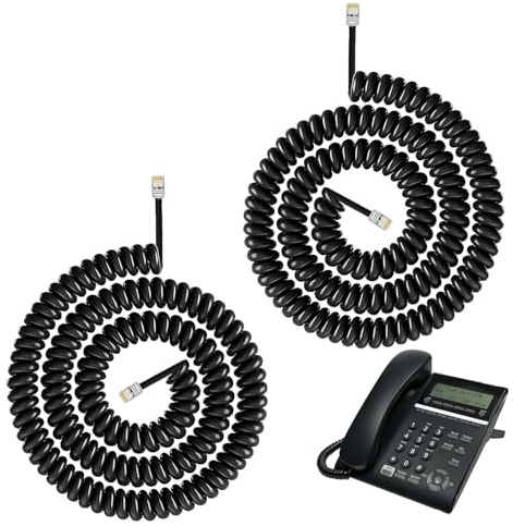 Lot de 2 Câbles Telephone Fixe RJ9 RJ10 Torsadés 3 Mètres, Cordon Téléphonique 4P4C, Cable Téléphone pour Combiné de Téléphone Fixe