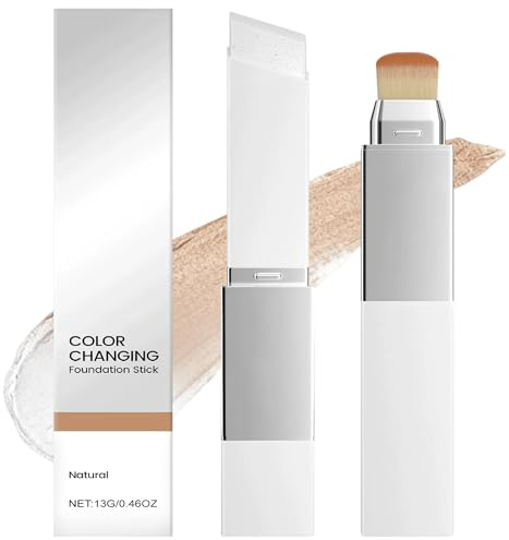 Fond de Teint Coréen,2 En 1 Fond de Teint Blanc Qui s'Adapte à Ta Peau avec Pinceau,Color Changing Foundation Stick,Concealer Stick Base Maquillage Hydratante et Légère