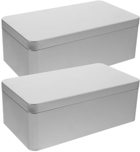 Beavorty Contenitore Fette Biscottate in Latta Argento 2 Pezzi con Coperchio, Scatola Porta Oggetti Pratica e Semplice per Tè e Riso, per Uso in Ristorante