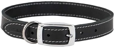 Ancol Heritage Durable Leather Dog Collar - Black Bridle Leather Puppy Pet Training Accessory - Die Cast Fitting for Strength and Comfort - 35-43cm Size 4
