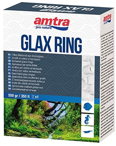 Amtra Glax Ring - Materiale Filtrante per Acquario, Filtro Biologico per Acqua Dolce o Marina, Anelli in Vetro sinterizzato, Filtro Poroso, Formato 550g