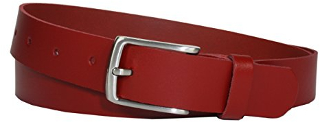Vascavi Ledergürtel echt Leder, 3 cm breit und ca. 0.25 cm stark, Gürtel, Anzugsgürtel, Hüftgürtel, Jeansgürtel, Made in Germany (100 cm Gesamtlänge 110 cm, Rot)