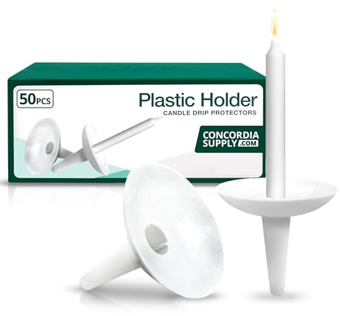 Candlelight Service, Church Vigil Plastic Reusable Candle Holders (Pack of 50) - Convenient for Candlelight Service, Church Vigil, Memorial, Congregational, Christmas Eve