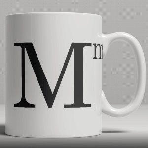 Alphabet Ceramic Mug Letter M - A 10oz ceramic mug. All our mugs are despatched in sturdy cardboard to prevent damage .