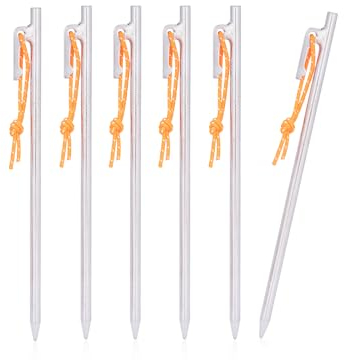 iBasingo Titanlegierung Zelt Pegs Titan Heringe Camping Zelt Stakes Outdoor Markisen Pins Leichte Heavy Duty Zelt Nagel Wandern Backpacking Reisezubehör 6 Stück/Lot 24cm Ti4012PM