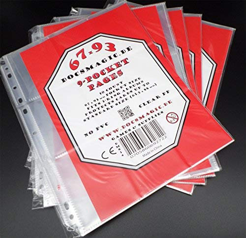 docsmagic.de 50 9-Pocket Pages - 11-Hole - 3-Ring Album - MTG - YGO - Fogli per Raccoglitore di schede Pagine