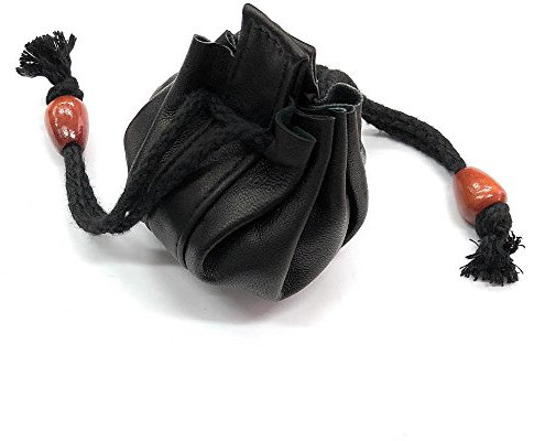 LOLUNA® Porte Monnaie Homme Cuir - Bourse Ficelle Facile à Ouvrir et à Fermer - spacieux pour Argent et jeton - se Glisse dans la Poche ou Veste - idée Cadeau (Noir)